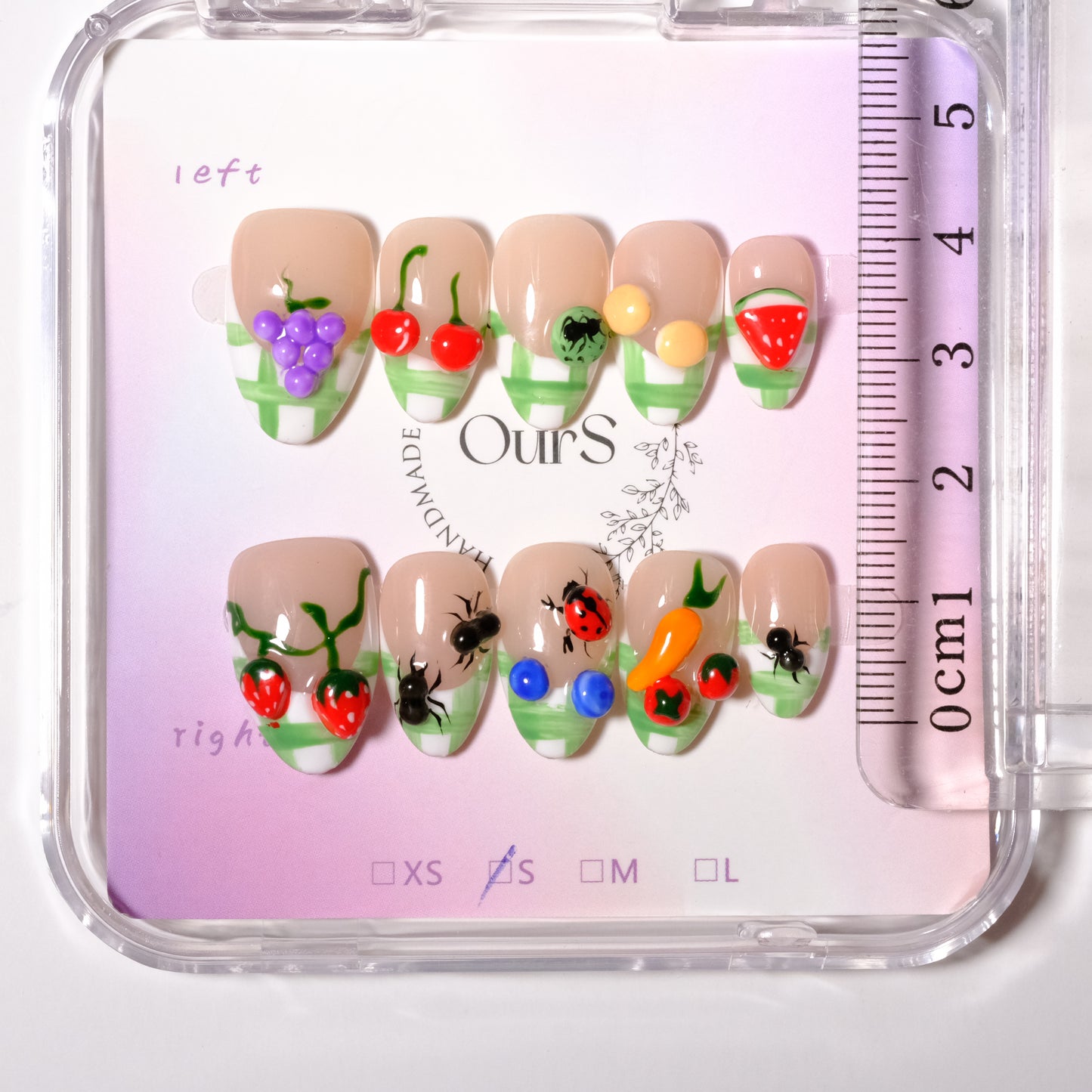 Fruitful Garden Plaid French Tips