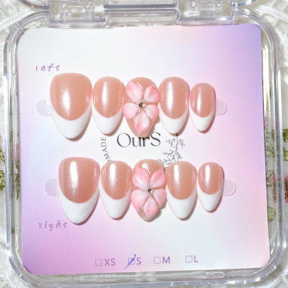 Fleur on White French Tips