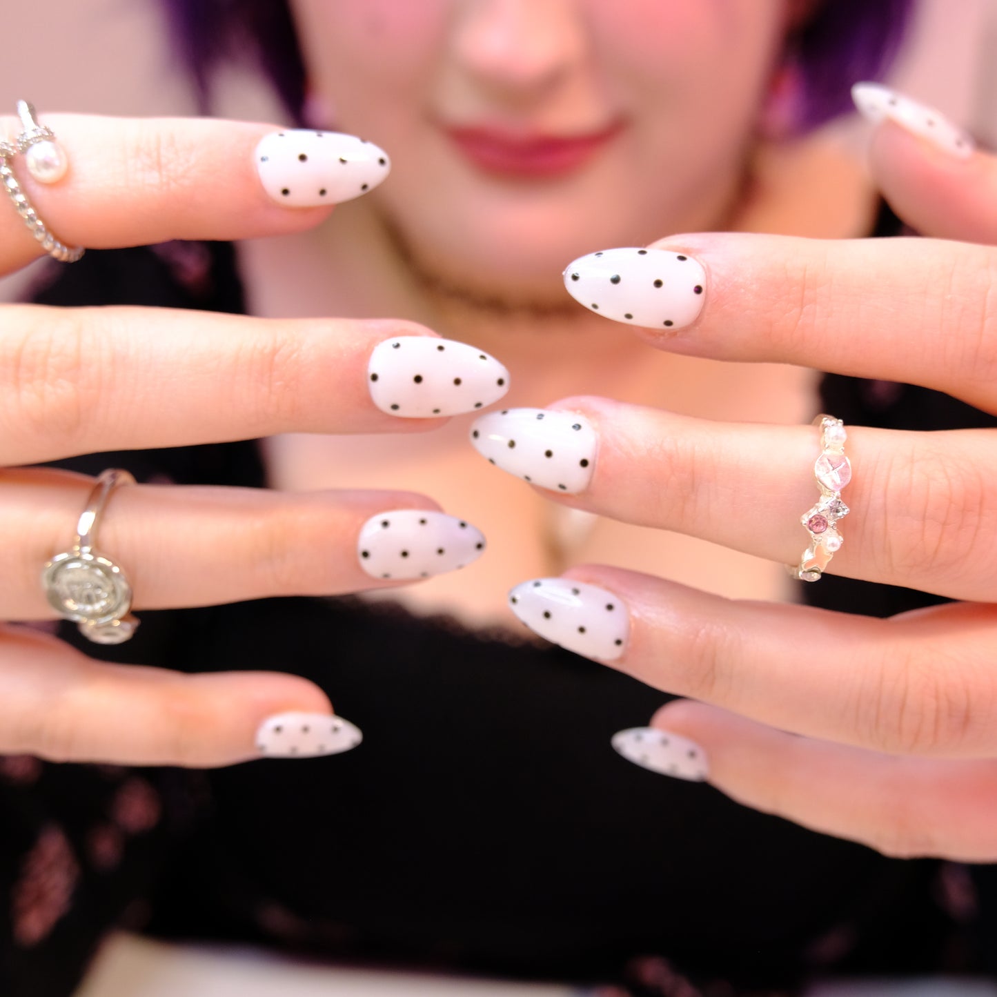 Black and White Speckled Polka