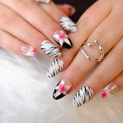Zebra Petals French Tips