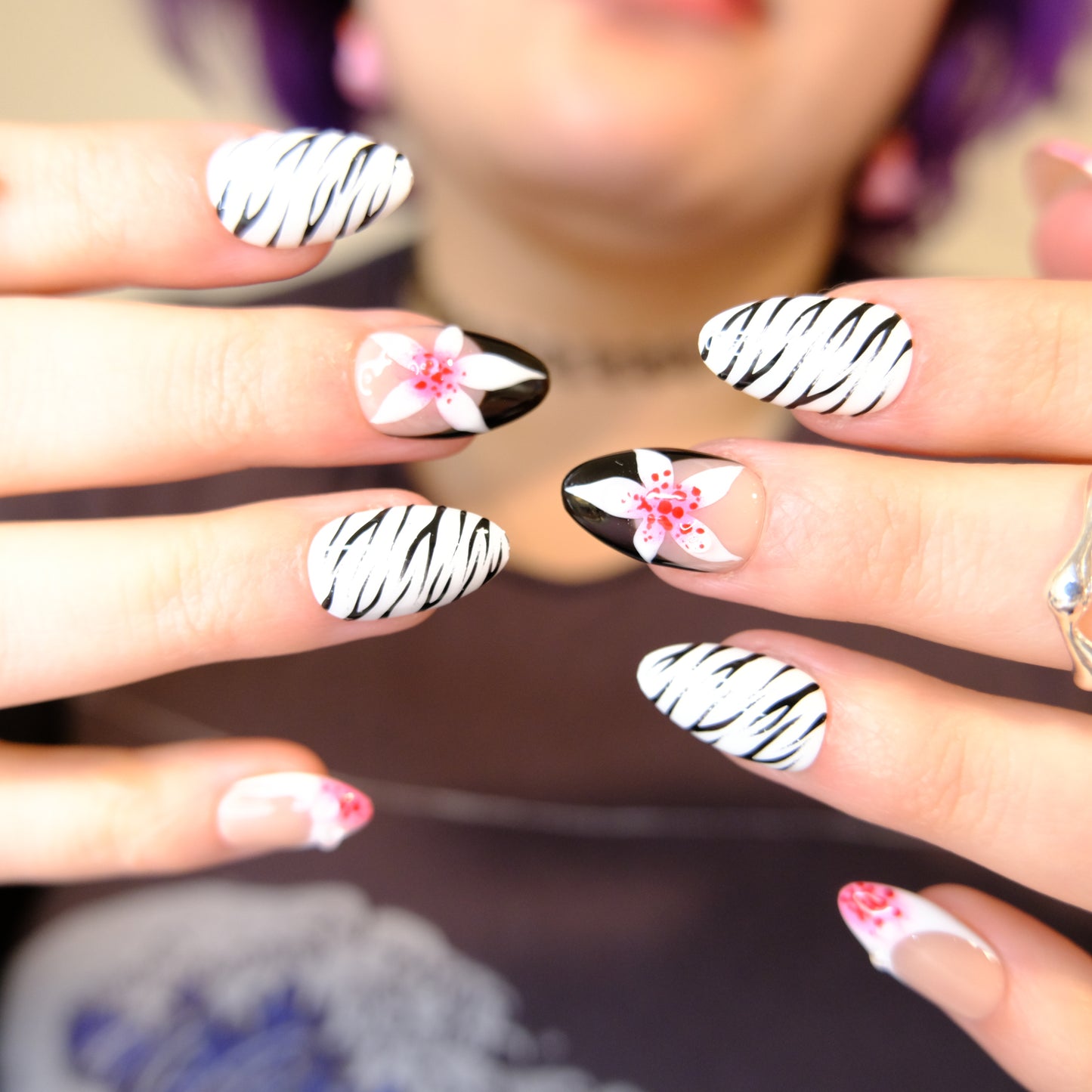 Zebra Petals French Tips