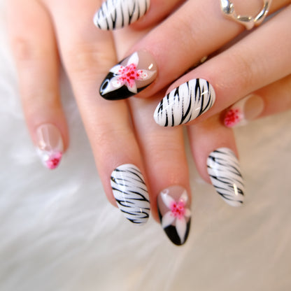 Zebra Petals French Tips