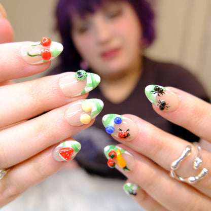 Fruitful Garden Plaid French Tips