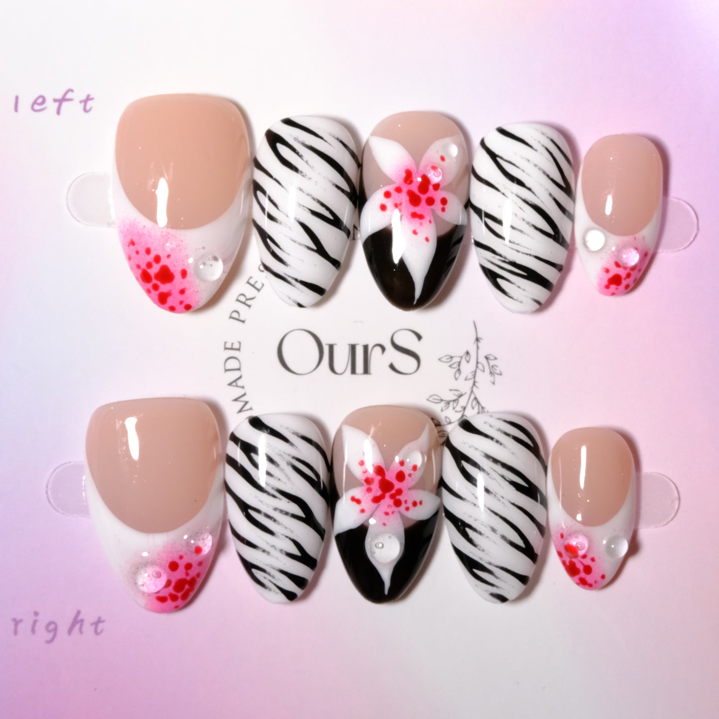 Zebra Petals French Tips