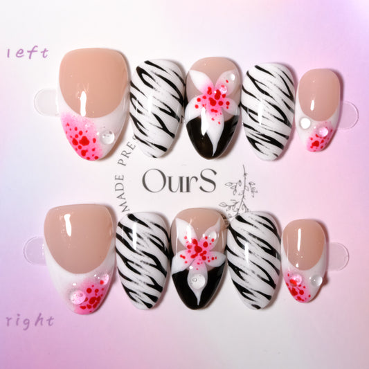Zebra Petals French Tips