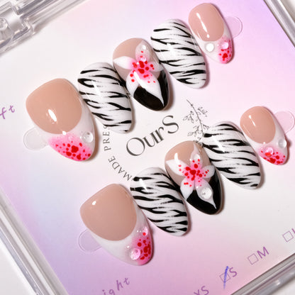 Zebra Petals French Tips